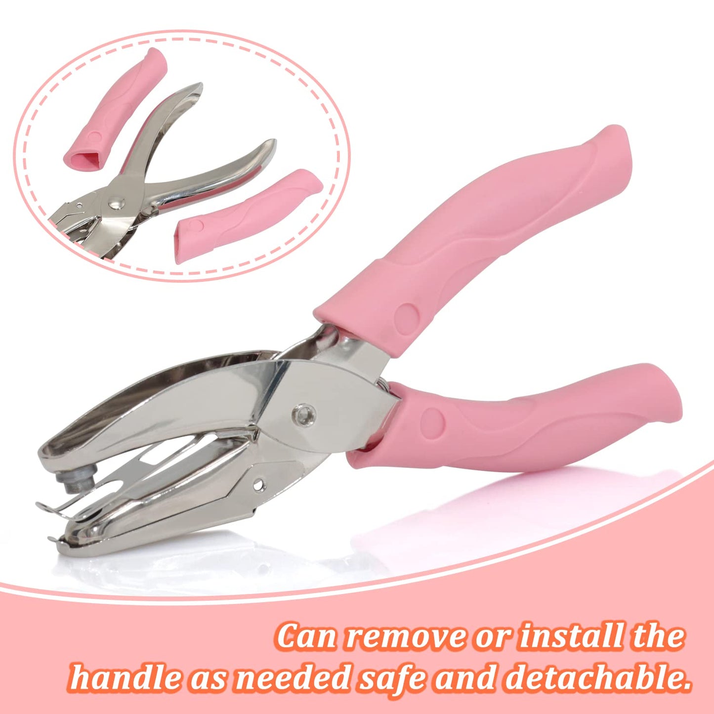 CheeMuii 5 Pieces Metal Handheld Paper Punch Single-Hole Tag Punch Set with Plastic Handle for Heart Circle Star Holes for DIY Craft Tags