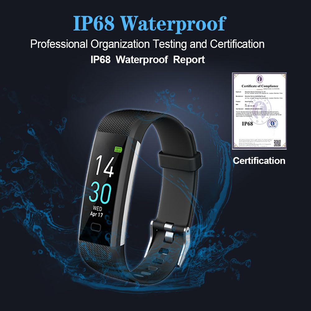 epekops Fitness Tracker with Heart Rate Monitor/Step Counter/Calories, Activity Tracker Smart Watch Sleep Monitor, IP68, Health Tracker Pedometer for Man Women