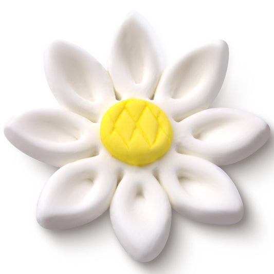 Edible Daisy Cake Decorations, 18 Count White and Yellow Sugar Flowers, Unwired 1 Inch, Daisy Cupcake Toppers, Edible Flowers Cake Decorations by Chef Alan Tetreault, Global Sugar Art