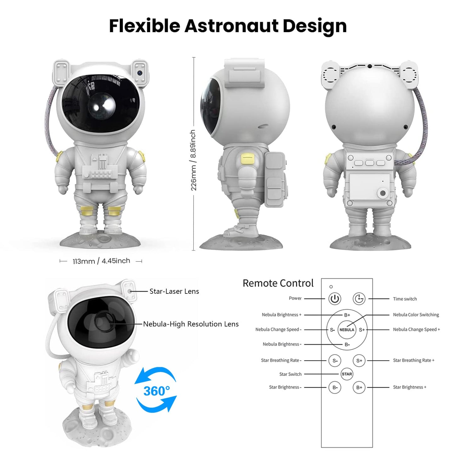 Gemmac Astronaut Galaxy Projector, Nebula Galaxy Projector Star Night Light Ceiling LED Star Projector Lamp with Timer and Remote Control for Adults Bedroom Party Birthday Decorations Gifts