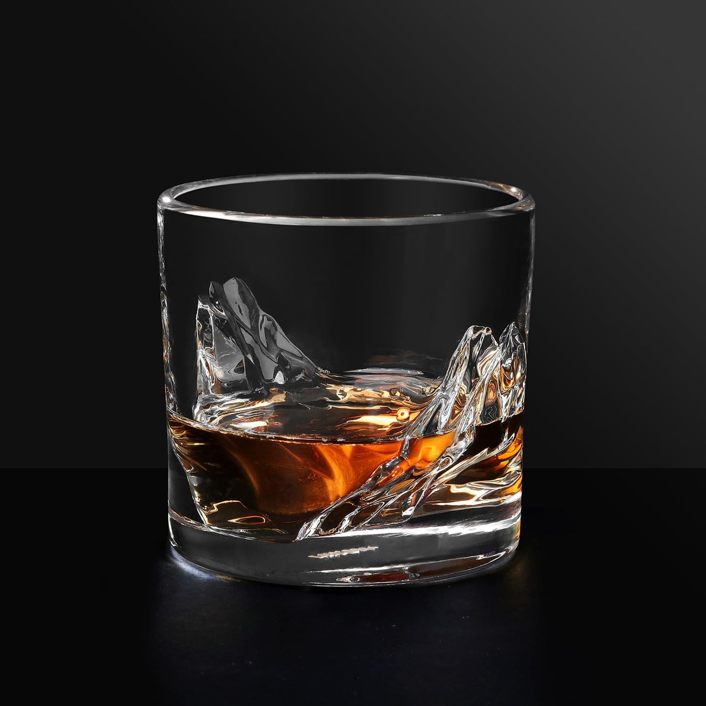 LIITON Grand Canyon Heavy Crystal Whiskey Glasses Gift Set of 4, Thick Freezable Bourbon Glass 1lb Each, Premium Whiskey Gifts for Men, Frozen Crystal Chills Cocktails, 10 oz