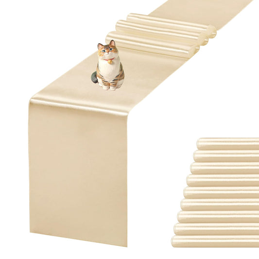 JEVIX 10 Pack Satin Table Runner 12 X 108 Inch Silk Table Runner for Party,Wedding, Birthday, Banquets,Decoration(Champagne)