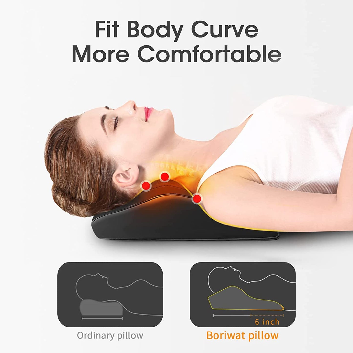 Boriwat Back Massager with Heat, 3D Kneading Massage Pillow for Back, Neck, Shoulder, Leg Pain Relief Deep Tissue, Gifts for Women Men Mom Dad