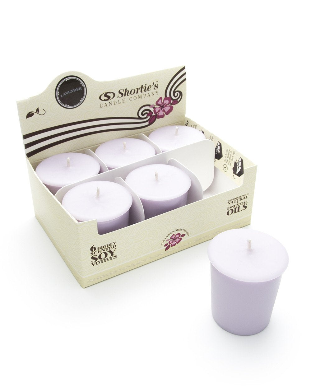 Pure English Lavender Soy Votive Candles - Scented with Essential & Natural Oils - 6 Purple Natural Votive Candle Refills - Flower & Floral Collection