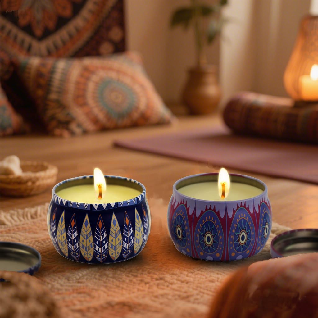 Scented Candles Gift Set for Women - 4 Pack Aromatherapy Candles with 8% Essential Oils, 120H Burn Time, Stress Relief & Relaxation, Soothing, Perfect for Birthday, Christmas, Thanksgiving, Mother