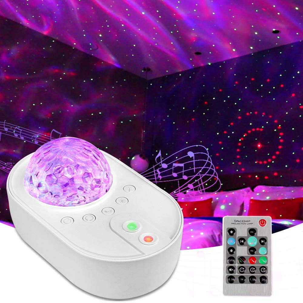 Galaxy Star Night Light Projector LED Ocean Wave Bluetooth Music Speaker with Remote Control for Bedroom, Home, Room Decor
