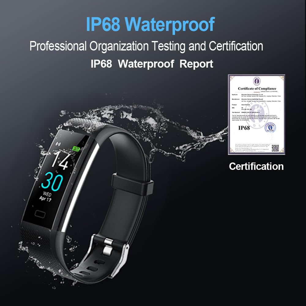 BrilliantHouse Fitness Tracker with Blood Pressure Heart Rate Oxygen Monitor, Activity Sleep & Temperature Smart Watch IP68 Waterproof Pedometer Step Counter for Kids Man Women S5