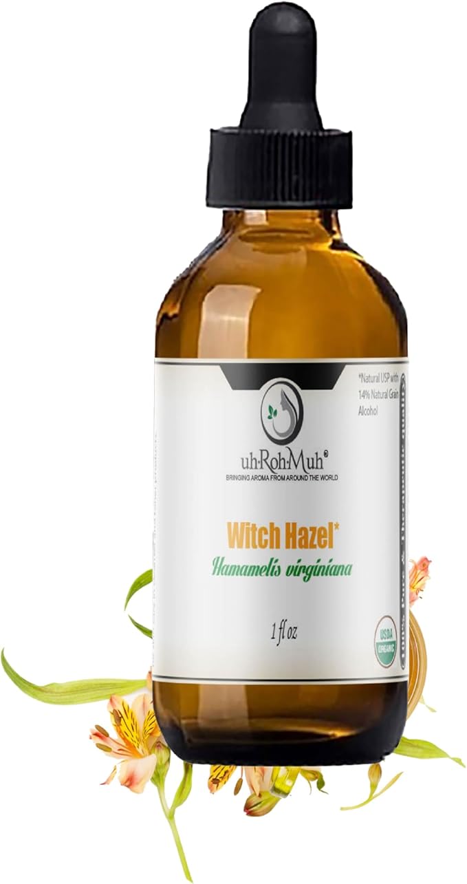 Organic Witch Hazel – 100% Pure Natural USP Astringent with 14% Alcohol | Hamamelis Virginiana Extract for Face, Skin, Hair & Wellness | Bulk & Gallon Options | 1 Fl Oz