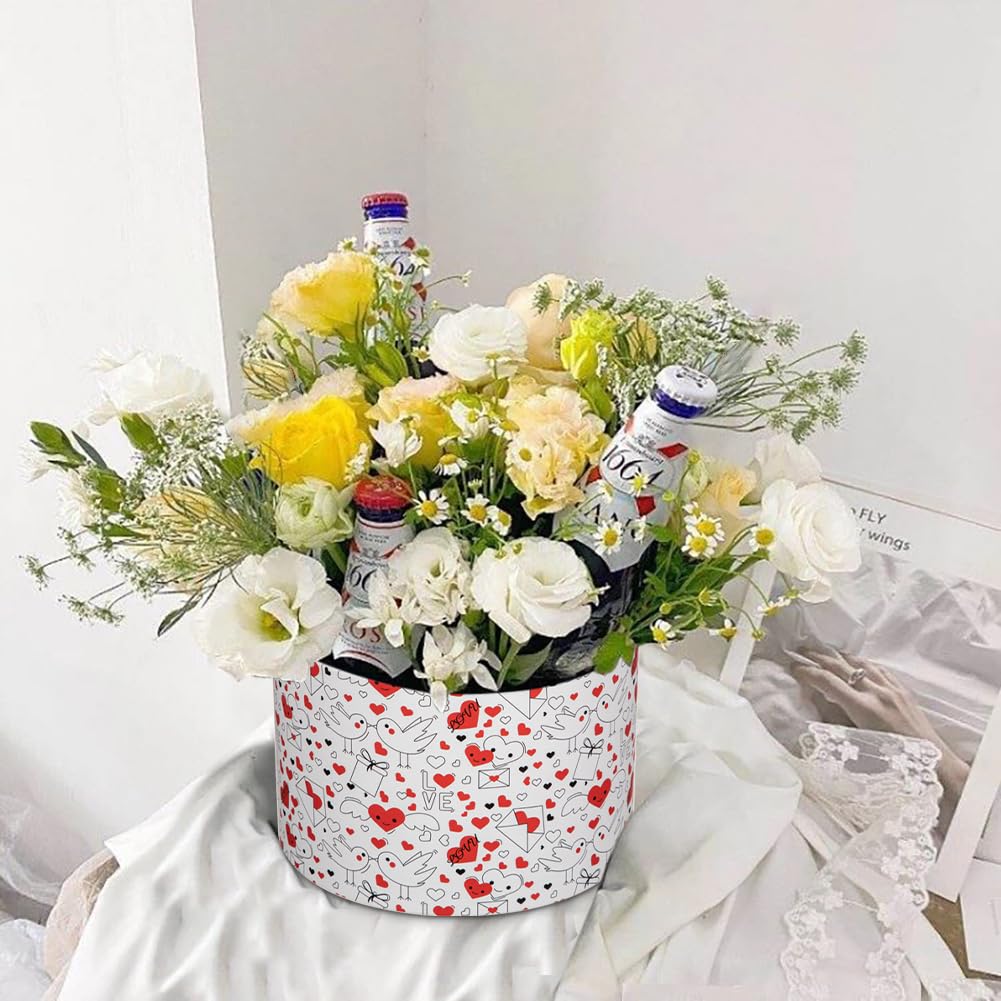 Luxury Round Nested Gift Boxes with Lids (Set of 4) – Reusable Sturdy Cardboard Gift Box Set for Birthdays, Weddings, Anniversaries, Christmas, and Valentine’s Day – Red & White