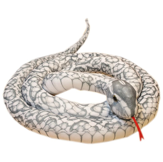 BXT Giant Snake Plush, Realistic 7 ft Stuffed Animal, Prank Scare Toy, Kids Jungle Party Favor, Reticulated Python (White Floral)