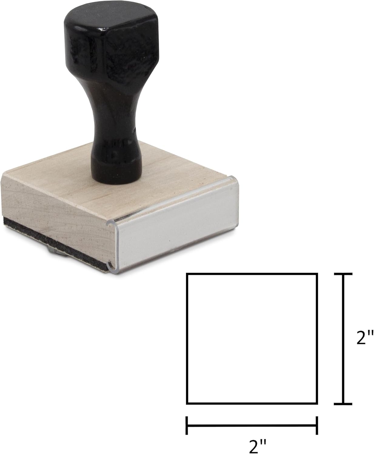 Infusion Custom Text Traditional Wood Stamp with Plastic Handle, 2" x 2"