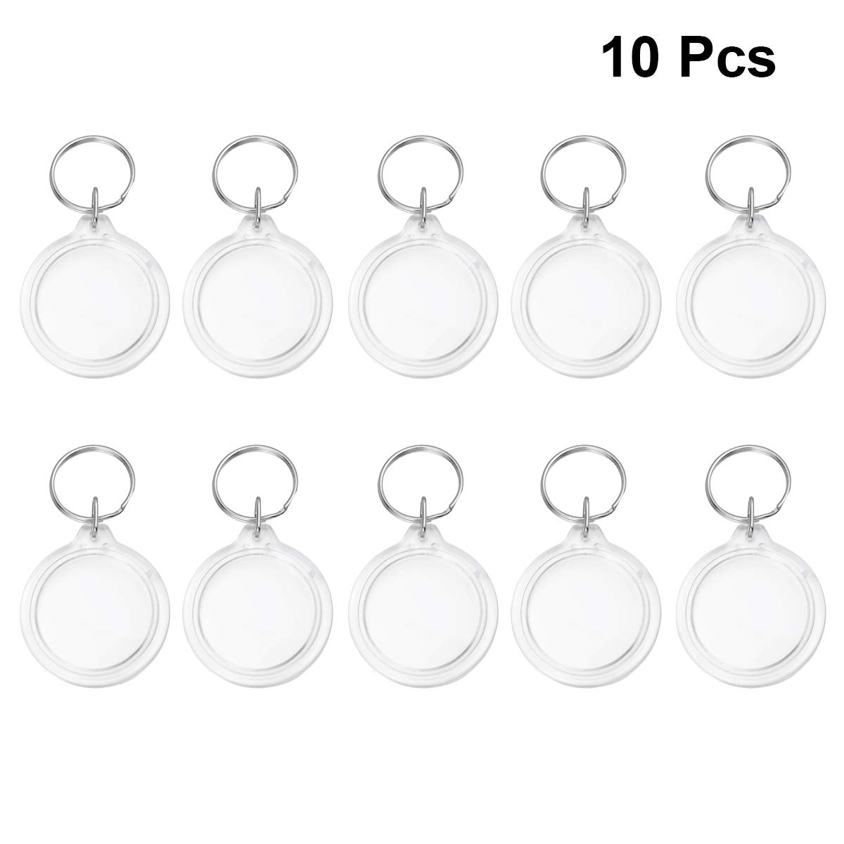 SUPVOX Acrylic Keychain - 100pcs Circular Blank Transparent Photo Frame Keyring