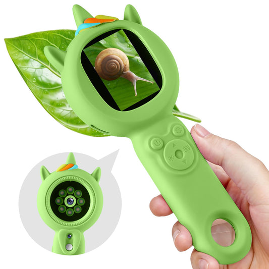 Kids Microscope- 500x Magnification,16X Zoom,Handheld Microscope for Kids with HD Cam,Portable Science Learning Tool,Christmas Birthday Gifts for Boys Girls Aged 3-12,32GB SD Card Include（Green）