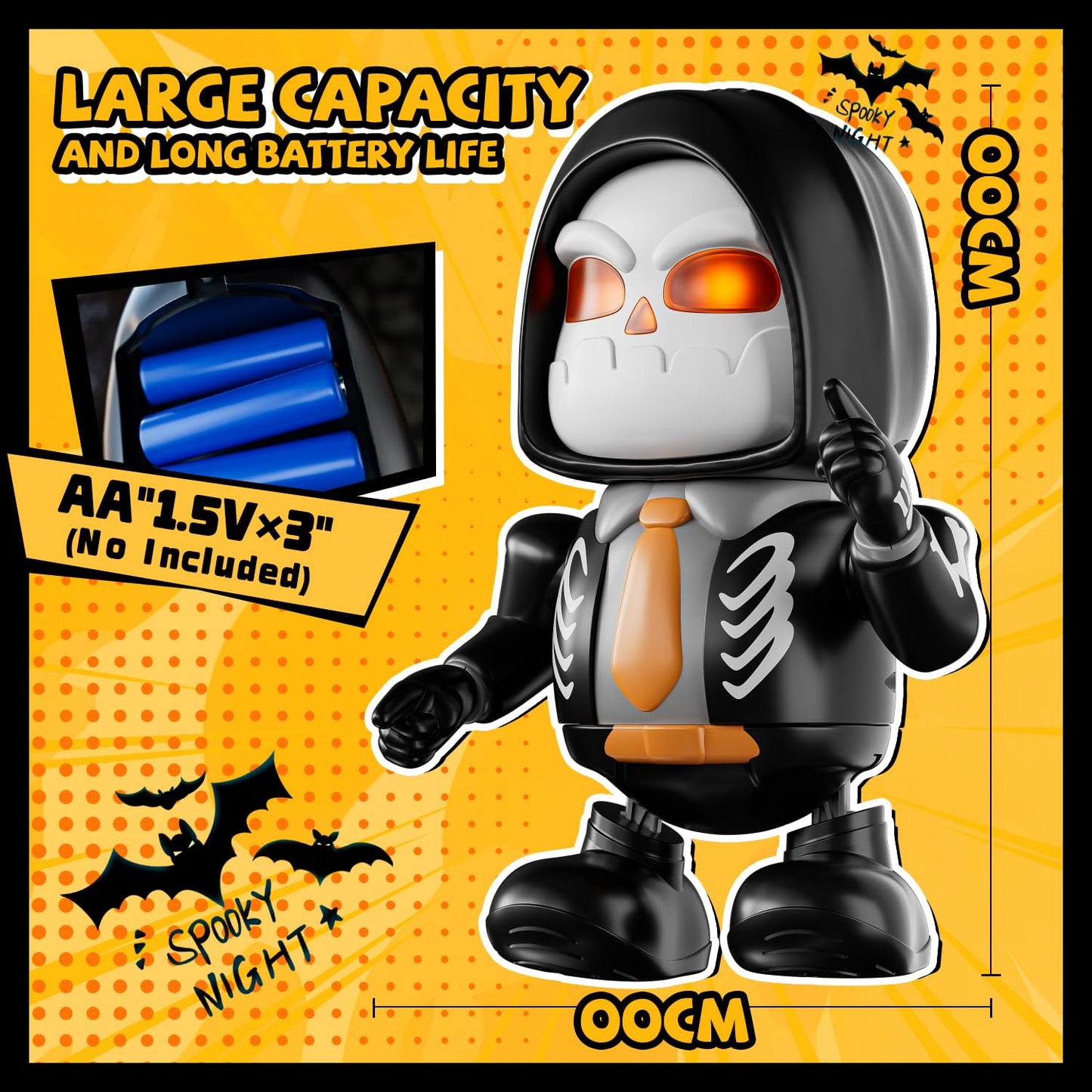 MOBI ONE Kids Toys Halloween Robot Skeleton Toy, Prank Toys with Music & Dancing Toy for Boys & Girls Ages 3 to Up (Skeleton Robot)