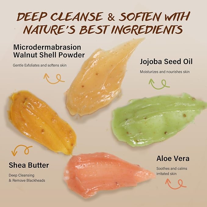 Face Scrub Gift Set Exfoliating Face Wash Microdermabrasion Facial Scrub Exfoliator Turmeric Vitamin C, Brown Sugar Honey, Green Tea Salicylic Acid, Himalayan Salt Rose Christmas Birthday Gifts 4x100g