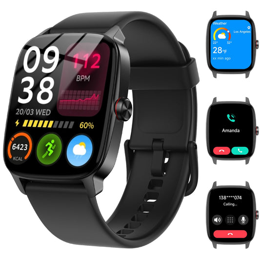 Smart Watch for Men Women with Bluetooth Call & AI Voice, 1.85" HD Fitness Tracker with Heart Rate SpO2 Sleep Monitor, 100+ Sports Modes, Mini Games, IP68 Waterproof Smartwatch for Android iOS Phones
