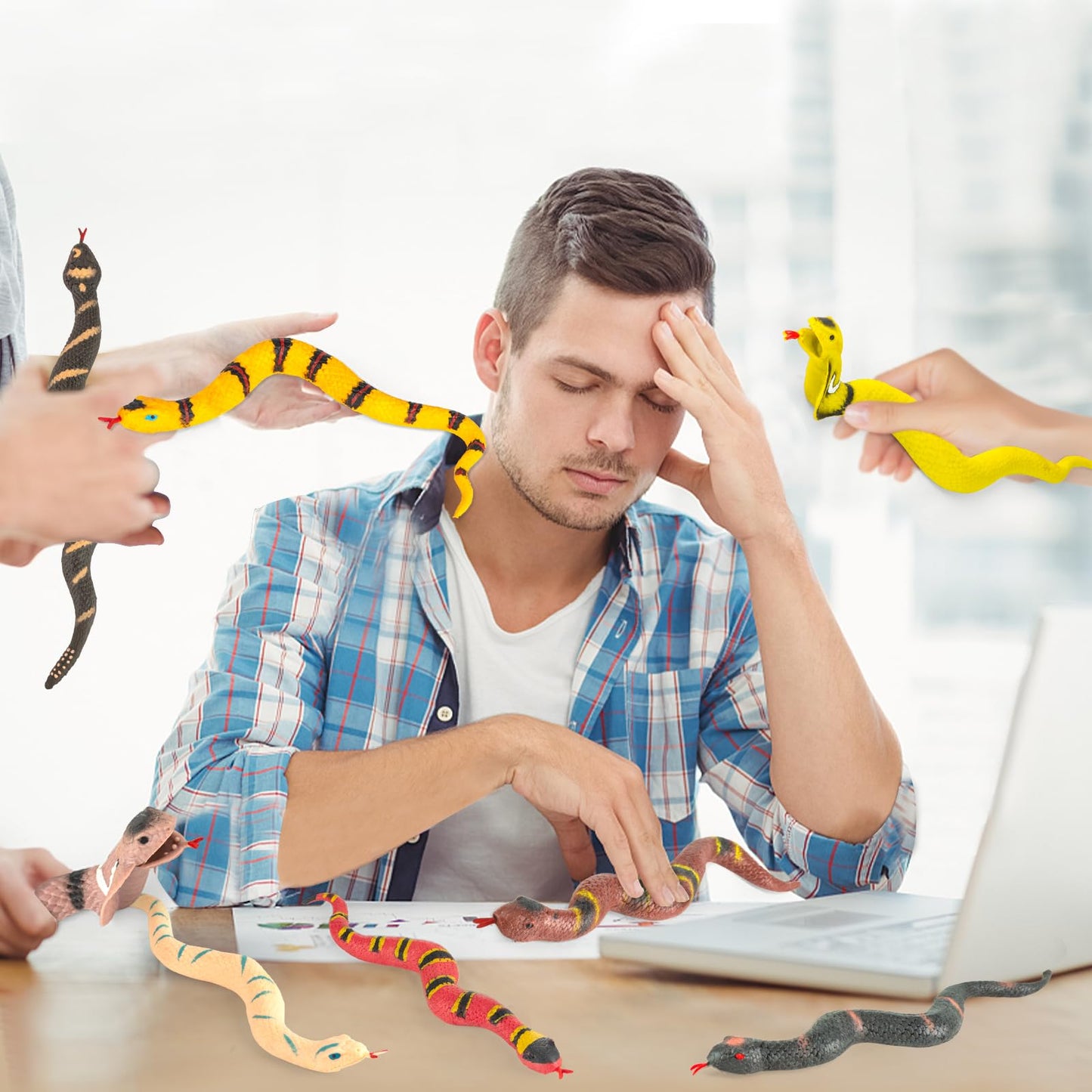 Niskaqsn 5PCS Realistic Rubber Snake,Soft and Stretchy Snake Toys for Kids,Fidget Toys for Adults,Squeeze Toys,Stretch Toys,Fake Snake Toys, Decoration Party Favors Prank Props Toys