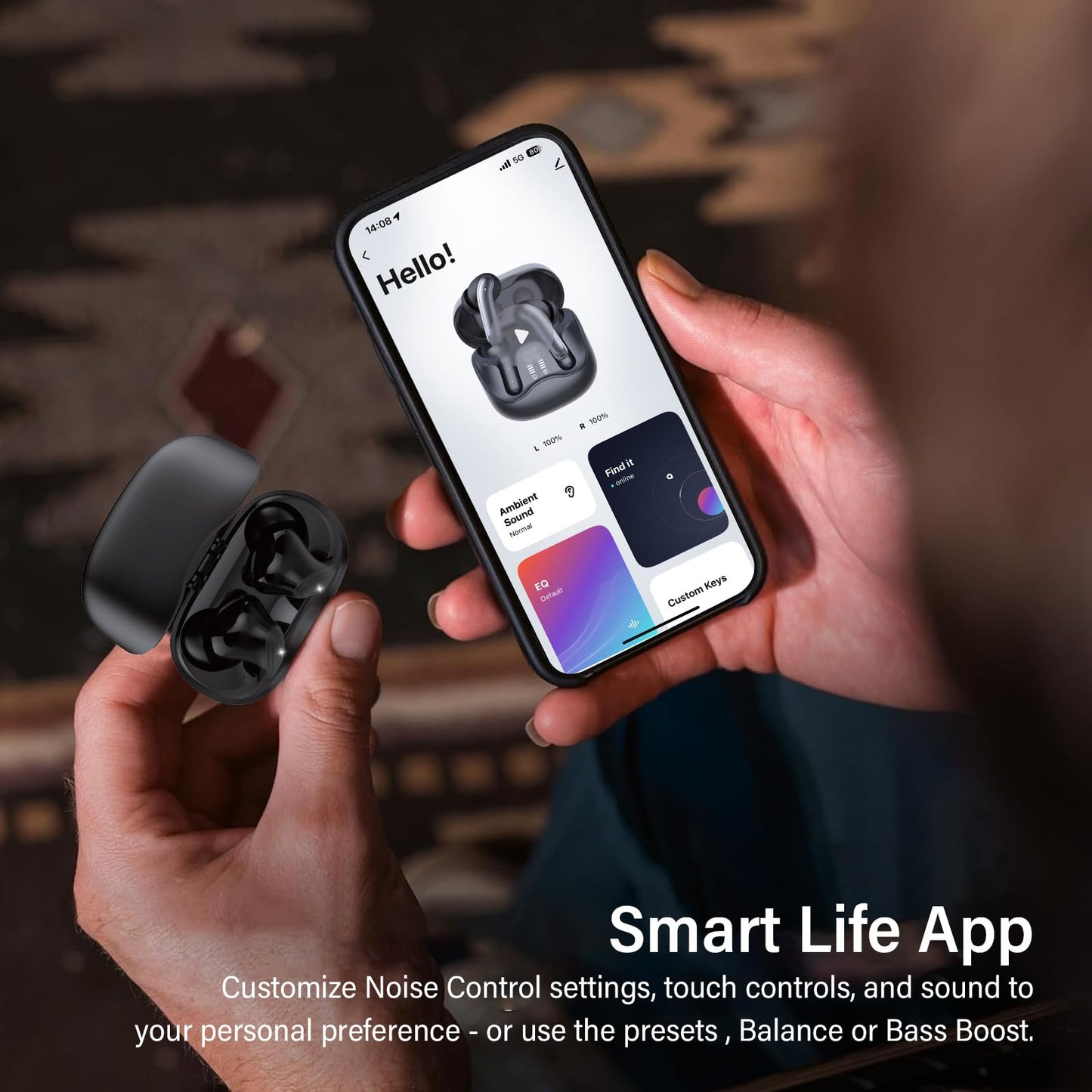 Hybrid Active Noise Canceling Wireless Earbuds, 6 Mics ENC Clear Call Ear Buds, Hi-Res Audio Deep Bass Bluetooth 5.4 Headphones, 49H Playtime, IP7, 8 EQ Modes, Wireless Charging, Multipoint Connection