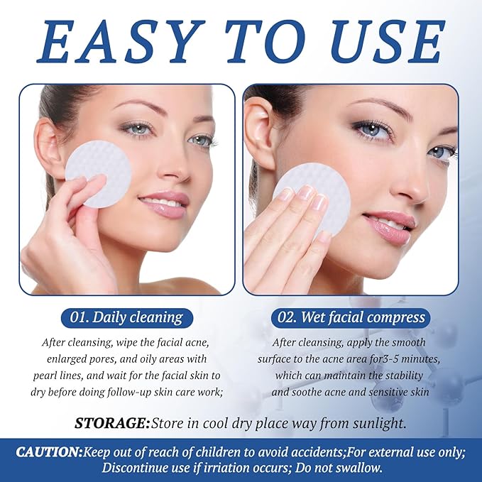 Glycolic Acid Pad, Exfoliating Pads Exfoliating Toner Pads Face Exfoliator Deep Cleaning Effect for Troubled & Breakout-Prone Skin 60 Count