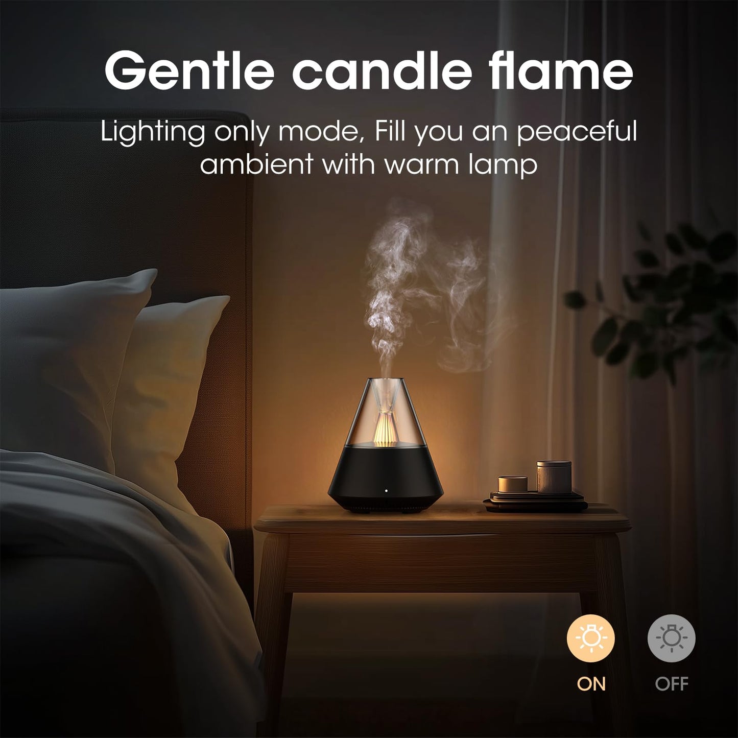 KinYiLO Essential Oil Diffuser, Modern Style Aroma Diffusers with Candle Light Remote Control, USB Powered 150ml Ultrasonic Cool Mist Aromatherapy for Home Room Office Bedroom, Automatic Off, Black