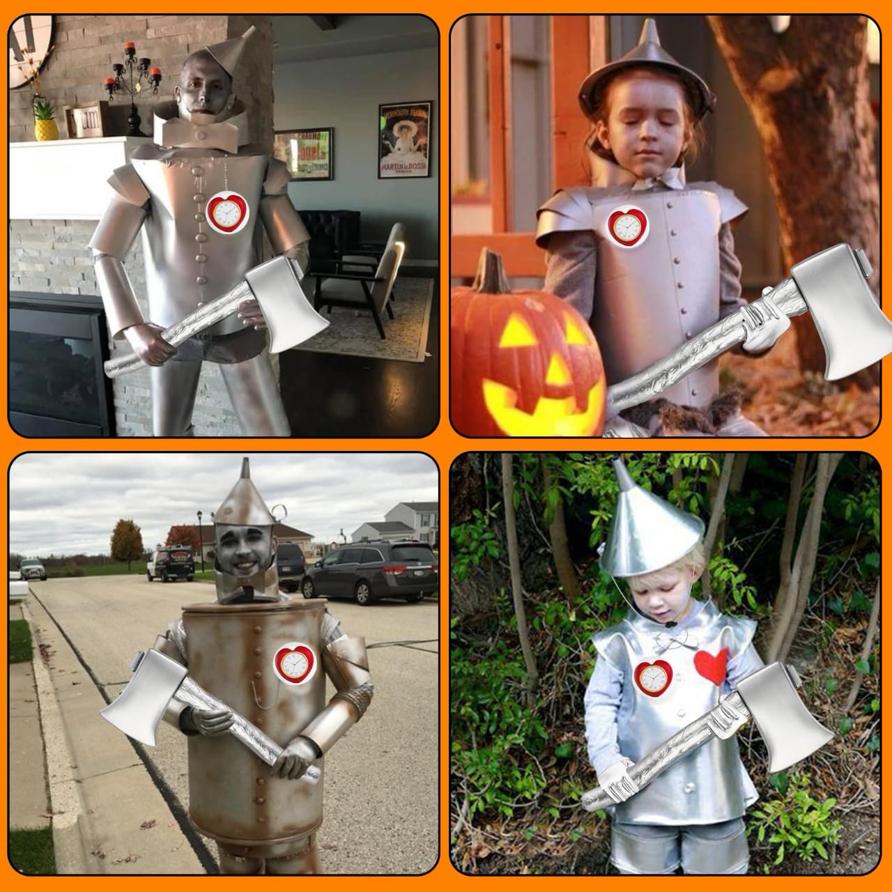 NEZLOP 5Pcs Tin costume Accessories Set Adjustable Silver Funnel Hat Halloween Party Dress up