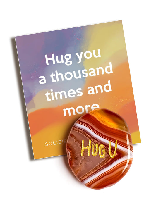 SOLICIEL Agate Crystal Pocket Hug, Get Well for Best Friends, Long Distance, Thinking of You for Women & Men, Easter Basket Fillers
