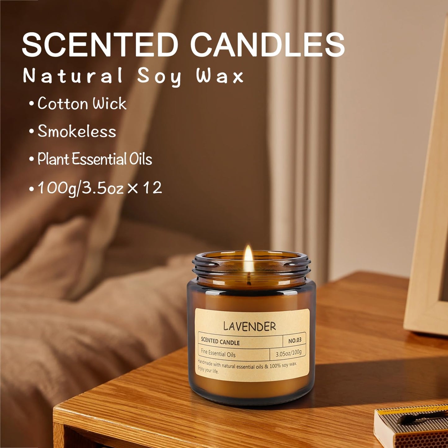 12 Pcs Scented Candles with Added Natural Essential Oils, 3.05oz, Suitable for Various Festivals, Parties, Yoga, and Home Scene.