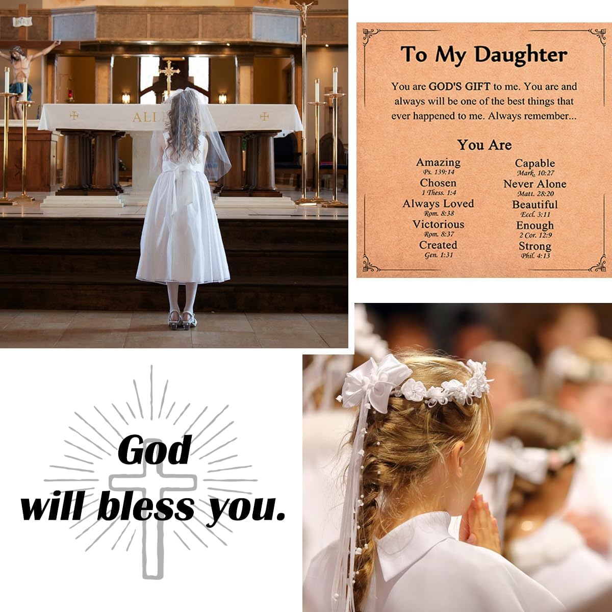 IKIATY Daughter Gifts from Mom Dad, Christian Cross Bracelet Jewelry for Teenage Girls, Daughter Birthday Gifts Easter Basket Christmas Stocking Stuffers Valentines Day Gifts for Teens Girls Women