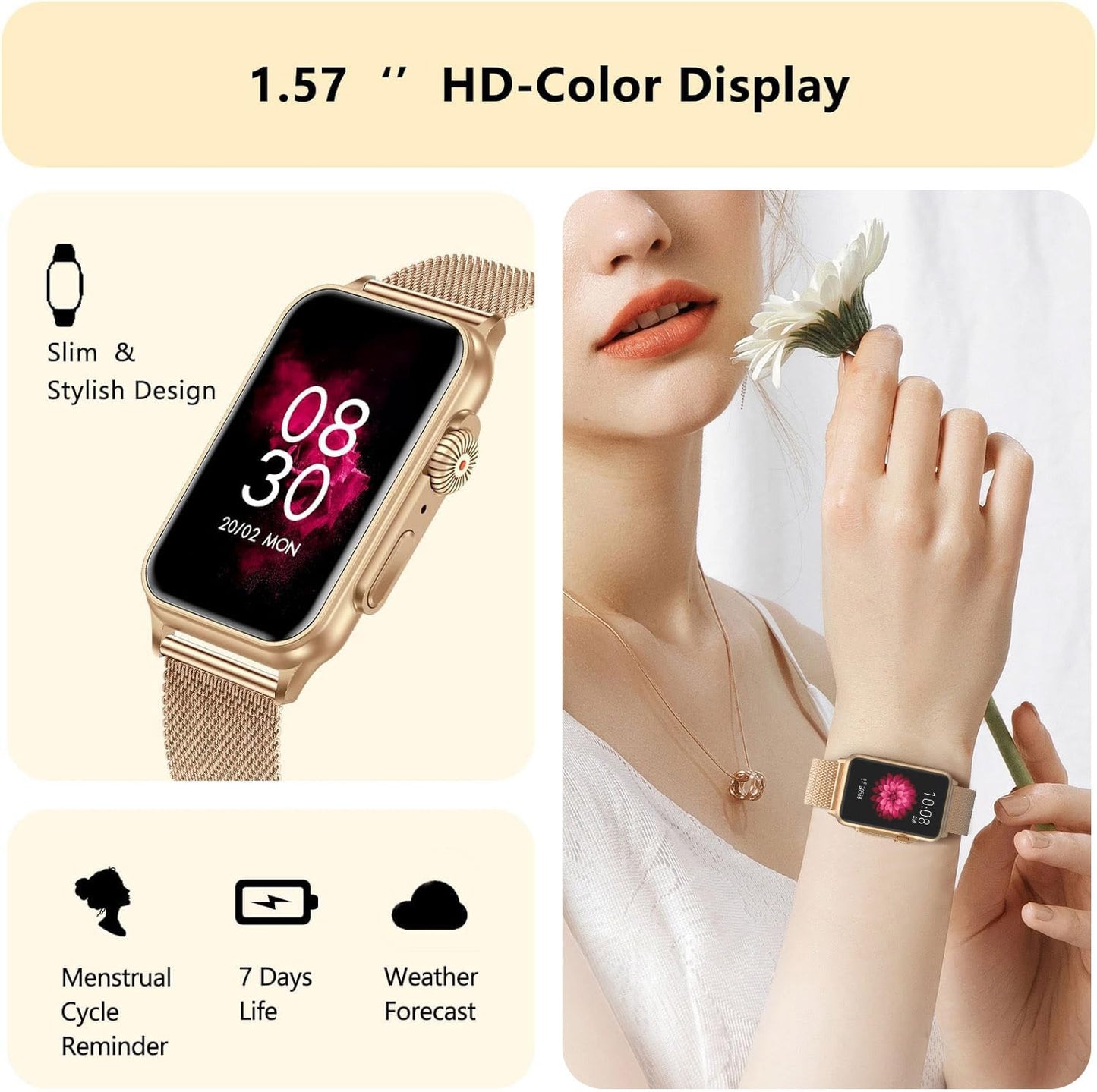 FITVII Nexa Fitness Tracker Answer/Make Calls, Smart Watch with Blood Pressure, Blood Oxygen, 24/7 Heart Rate Monitor, 120+ Sport Mode Activity Tracker with Step Counter, Sleep Tracker for Women Men