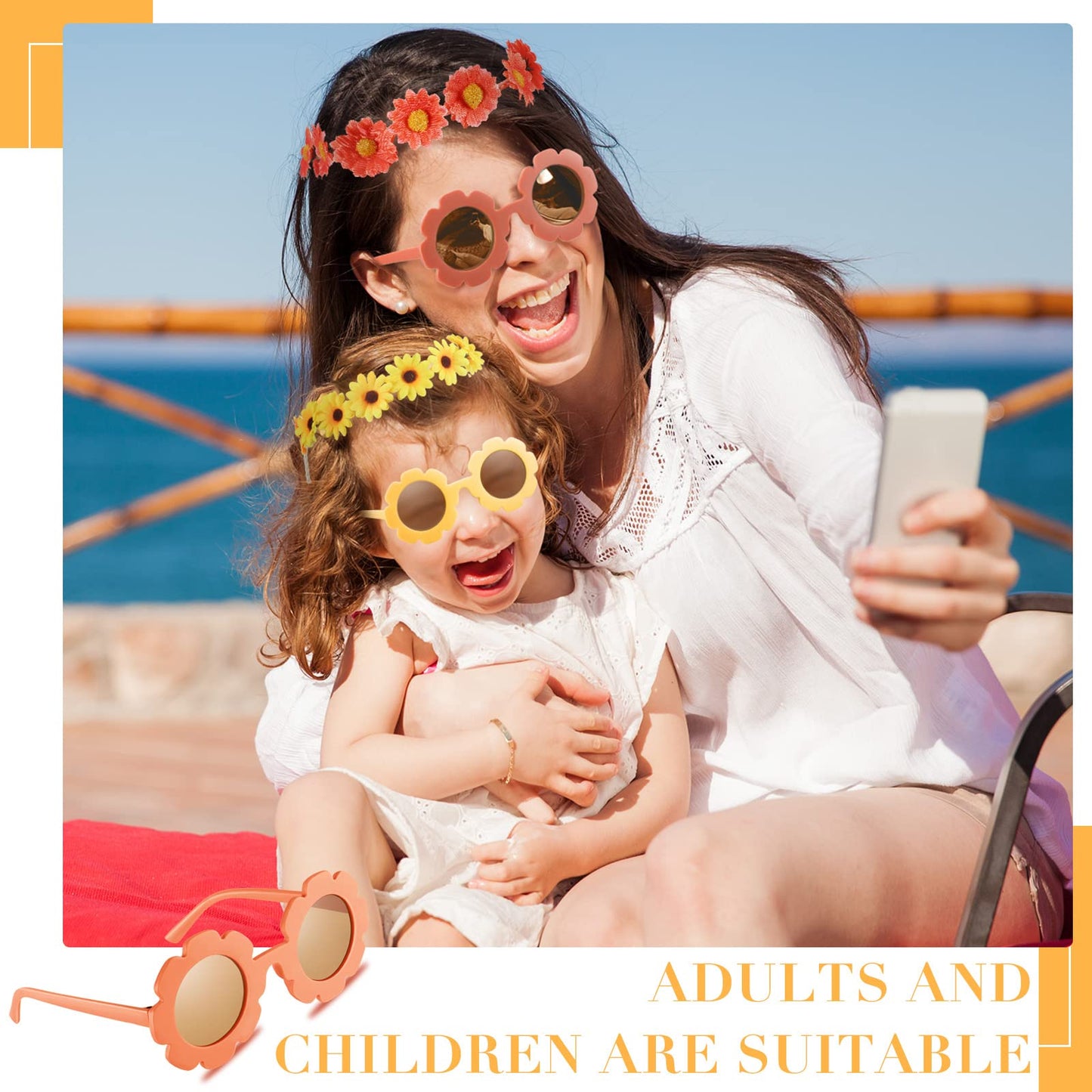 Groovy Retro Flower Sunglasses Headbands Party Favors Daisy Flower Costume Accessories Set 60s 70s Party Gifts for Kids (20 Pcs)