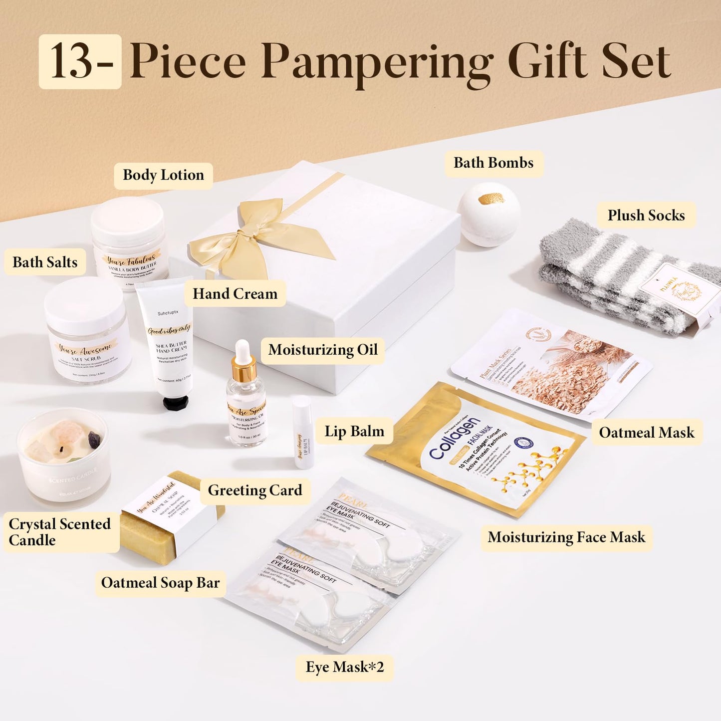 Spa Gifts for Women 13Pcs Mothers Day Gifts Happy Birthday Gift Baskets, Christmas Relaxing Home SPA Kit Bath Set Self Care Package Thank You Box for Mom Her Sister Teacher Friends Friendship