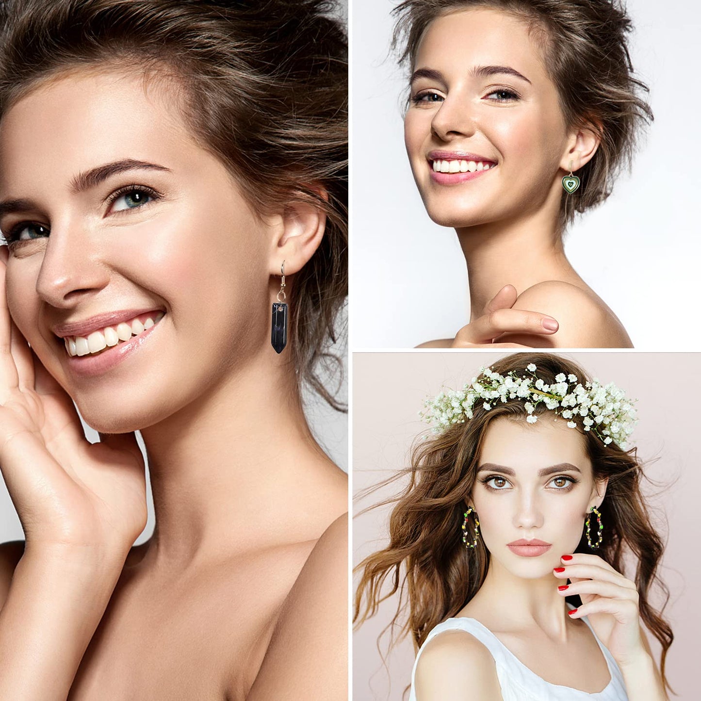 JMScape 34 Pairs Gold Hoop Earrings Set for Women, Fashion Drop Dangle Earring Packs Black Hearts Earrings Multipack Hypoallergenic Earrings for Valentine's Day Gifts