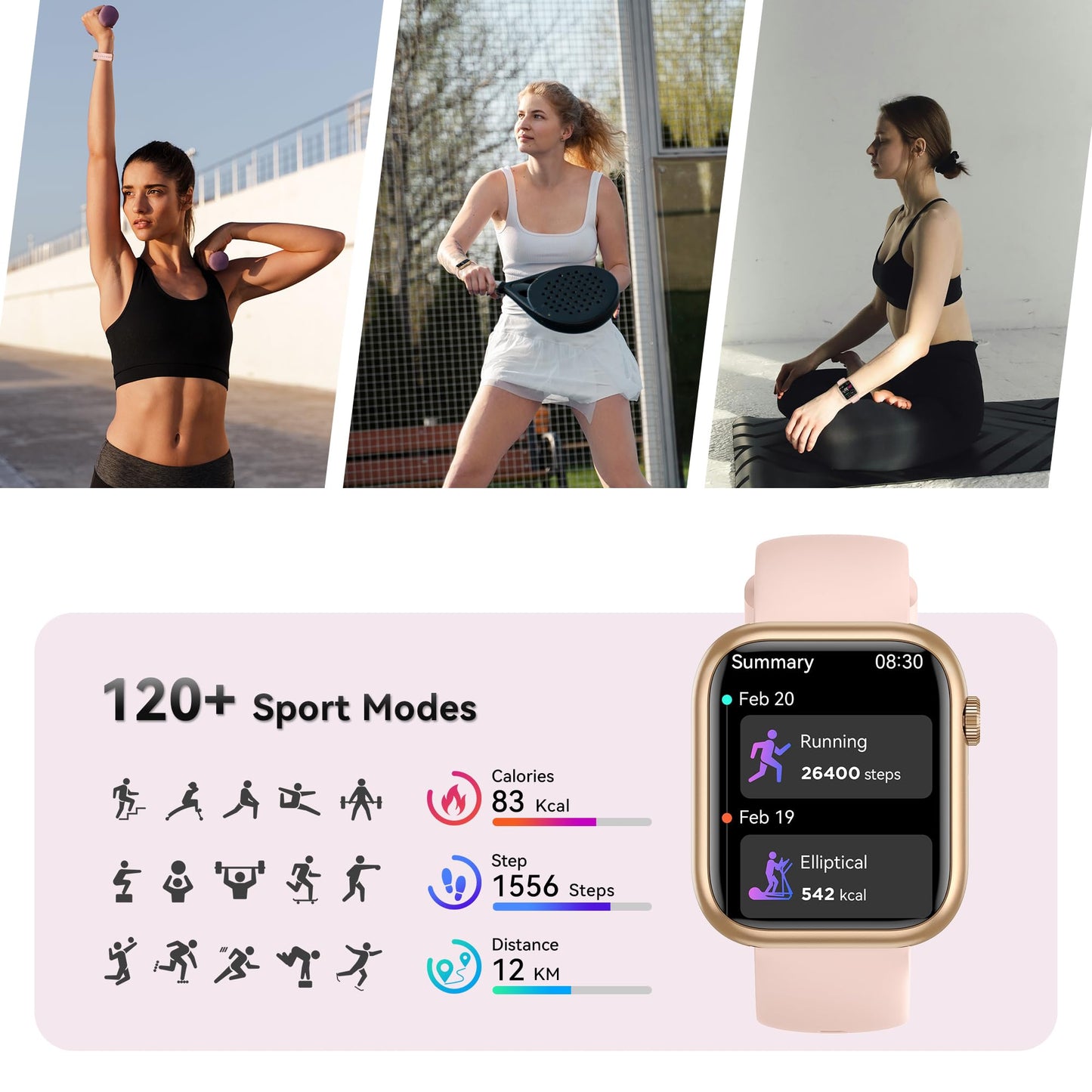 Smart Watch for Men Women, 1.83" Fitness Watch (Answer/Make Call), Smartwatch with Heart Rate/Blood Pressure, Sleep Tracker, Pedometer, 120+ Sport Modes,IP68 Waterproof Fitness Tracker for Android IOS