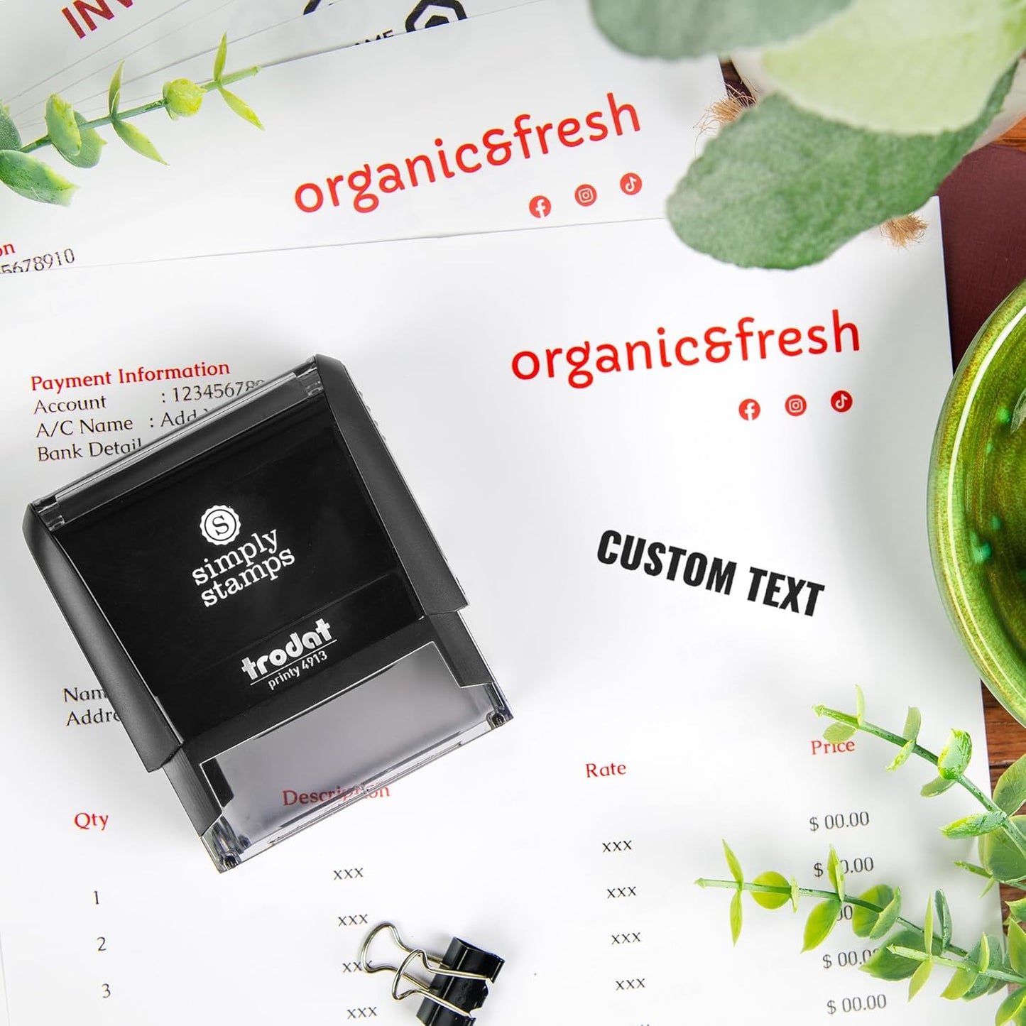 Custom Text Office Stamp | 4 Different Sizes | 20 Designs | Multiple Color Options | Up to 3 Lines of Text | Perfect for Quick Validation of Office Documents (Custom Text, Large)