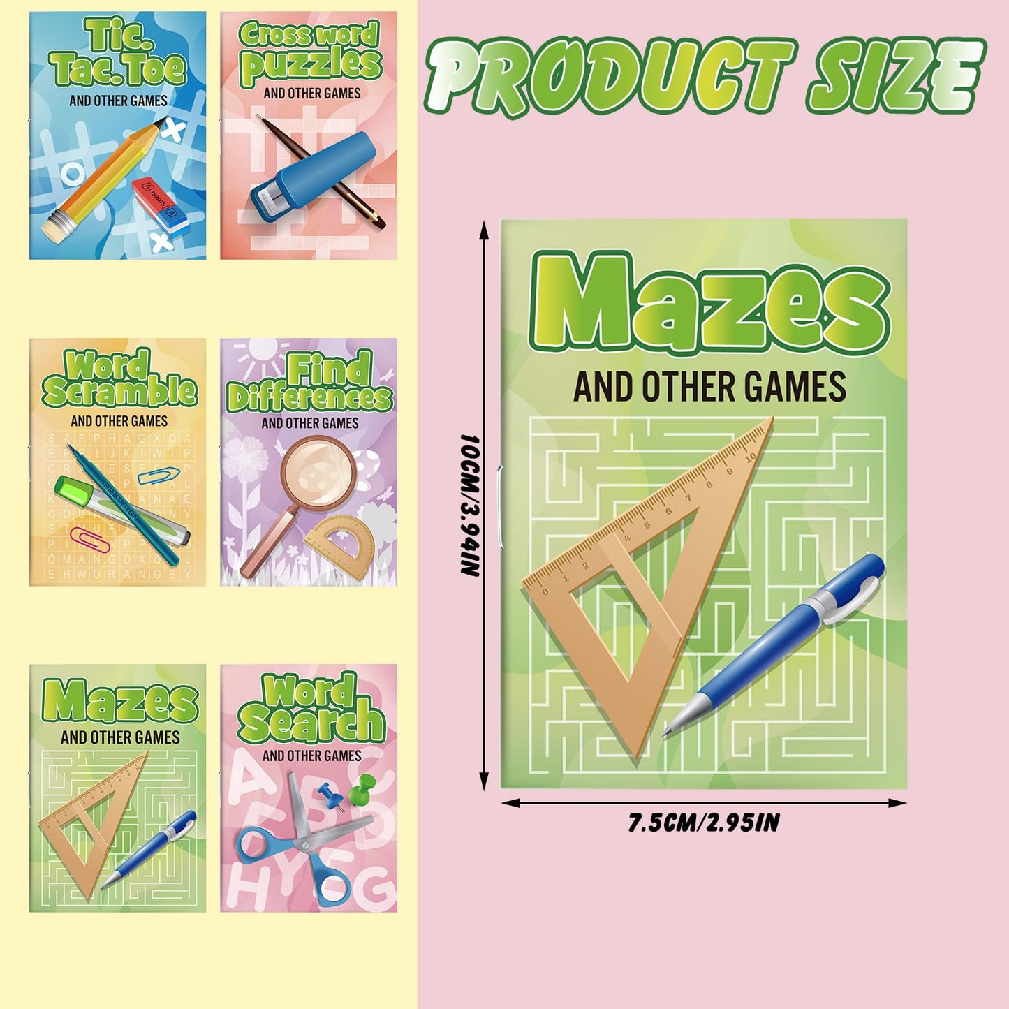 Hungdao 96 Pcs Mini Activity Books for Boys and Girls, Fun and Games, Challenging Activities Include Mazes, Word Scramble and More Bulk Gifts for Students Party Classroom Goodie Bag Stuffers