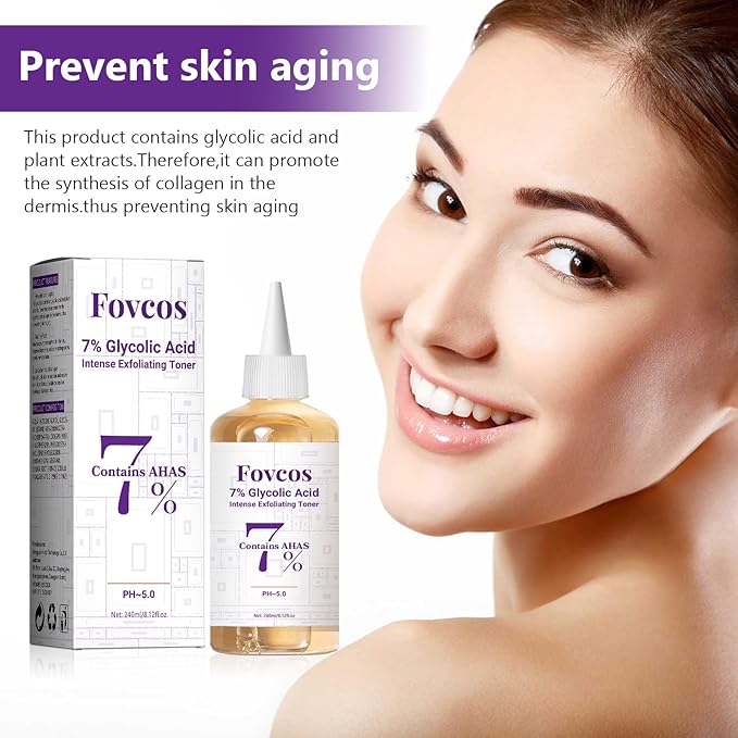 7% Glycolic Acid Exfoliating Toner, Exfoliating Skin Care Facial Toner, Improves Texture, Reduces Breakouts Pores and Fine Lines, Suitable for All Skin Types