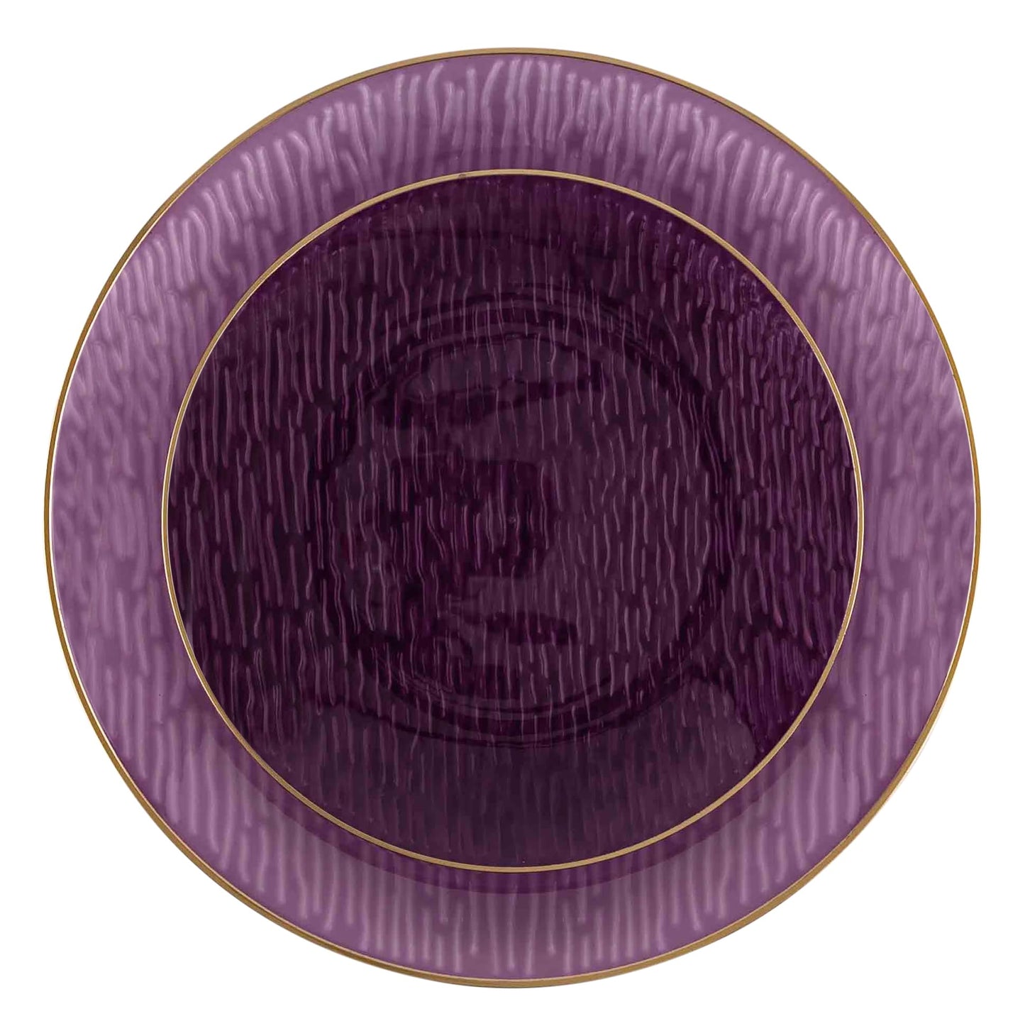 PLASTICPRO 48 Pieces Elegant Plastic Plates for Party Purple with Gold Rim Includes 7" inch and 10" inch Fancy Plastic Plates Disposable Dinnerware
