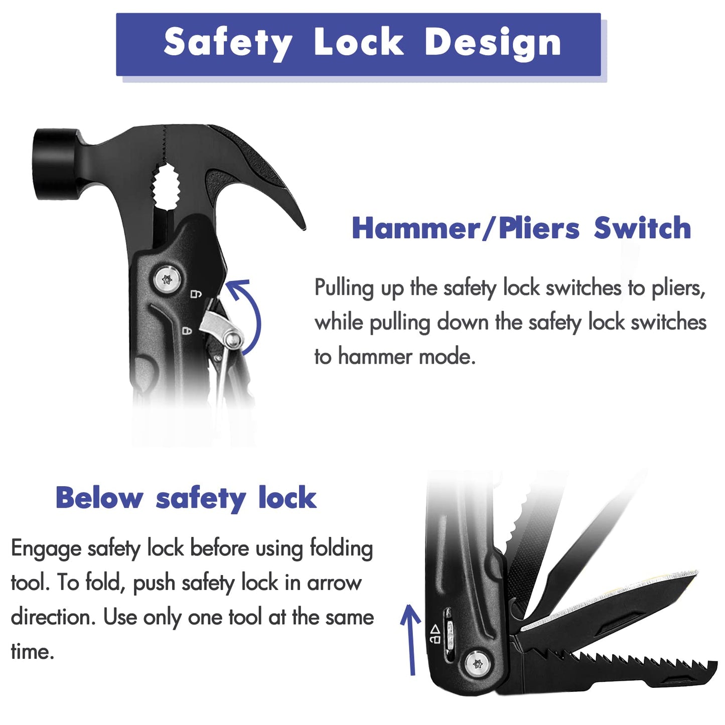 Father's Day Gifts for Men from Daughter Son Wife, Hammer Multitool Cool Gadgets Multi Tool with Gift Box Carrying Case Birthday Stocking Stuffers for Husband Him(Black)