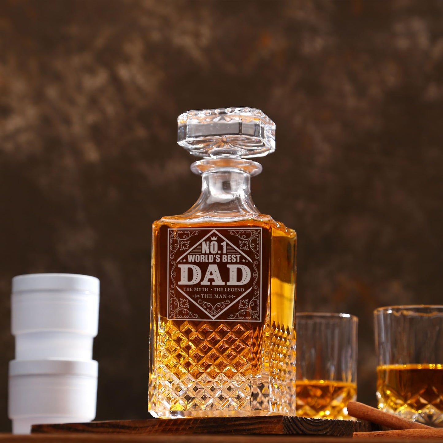 Gifts for Dad Men, Whiskey Decanter Set with Gift Box, Unique Christmas Gift from Daughter or Son, Perfect Birthday and Retirement Present for Men - Includes 2 Ice Molds, 2 Coasters, and a Gift Card