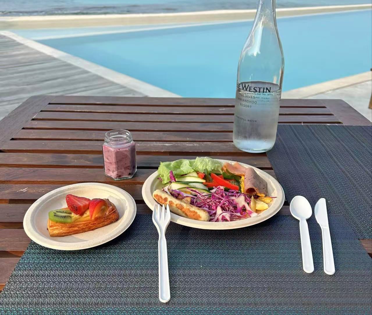 GreenWorks 150 Count 7" Heavy-duty Compostable Utensils,50 Forks 50 Spoons 50 Knives Cutlery Set,BPI Certified Large Disposable Flatware Set