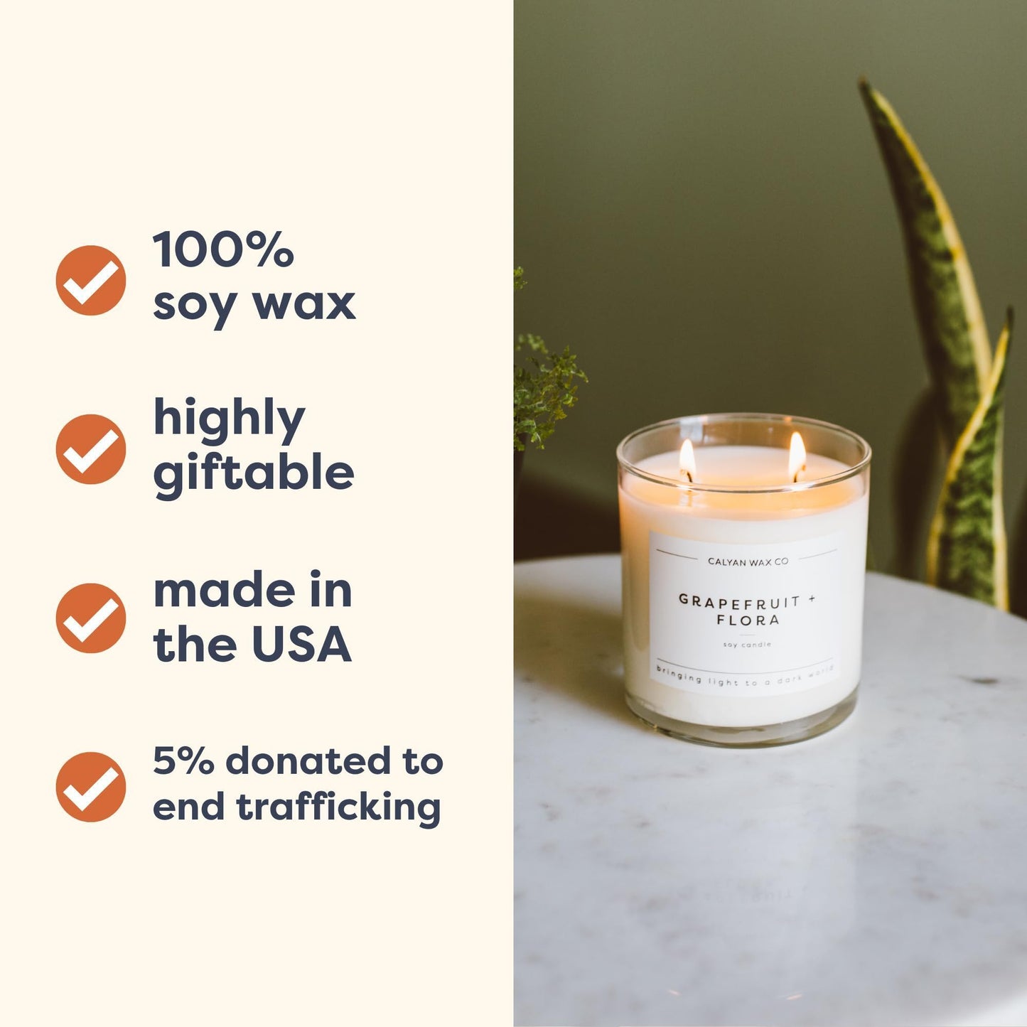 Calyan Wax Co. 2 Wick Candle, Home + Holiday Scented Candle, 37 Hour Burn Time, Aromatherapy Soy Candles, Non Toxic & Vegan Soy Wax, Glass Tumbler Scented Candles, 8.8oz