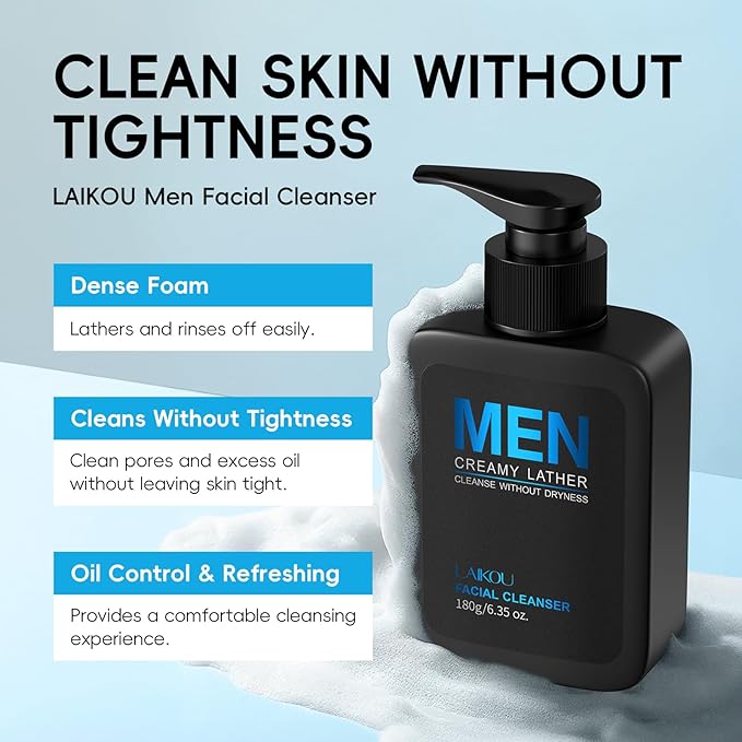LAIKOU Skin Care Set, Gifts for Men, Skincare Gift Set, Men Skincare with Facial Cleanser, Toner, Eye Cream, Serum, Cream Father's Day Christmas Birthday Valentines for Him Dad Husband Boyfriend