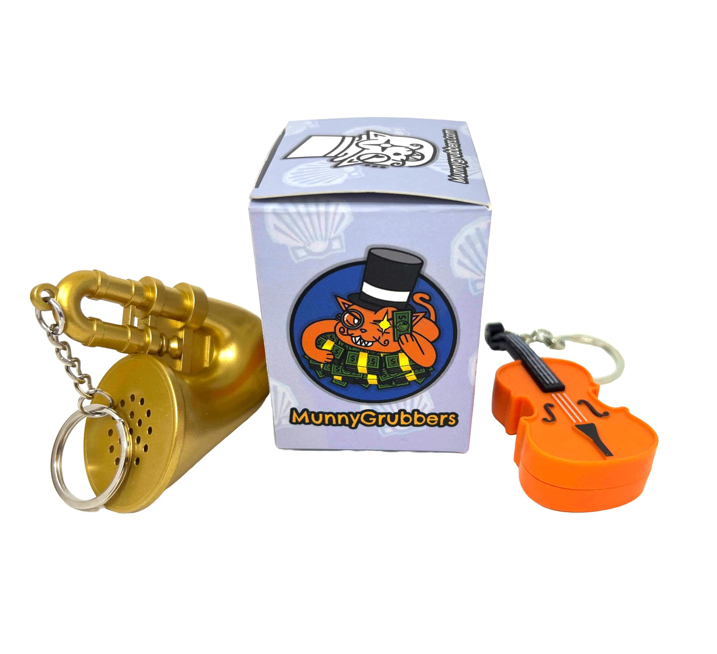 MunnyGrubbers - Original World's Smallest Violin & World's Saddest Trombone Toy Keychain with Playable Sad Sound - Sad Trombone - Mini Tiny Violin Keychain with Sound - Funny Meme - (WSV-V1-1P-WT)