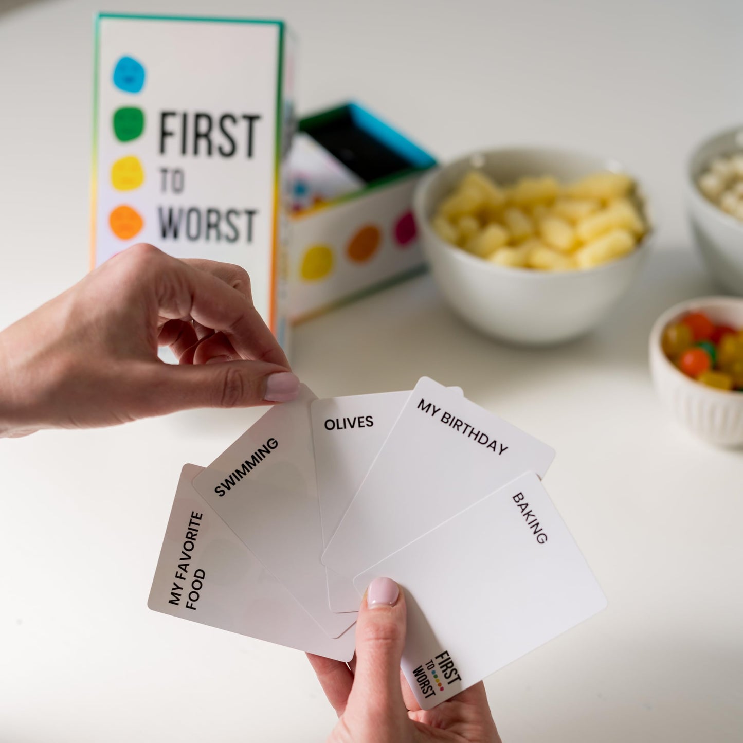 FIRST TO WORST Party Game - The Card Game About How Your Friends and Family Rank Things - for Kids, Tweens, Teens, College Students, Adults, Families, Groups and Fun Parties with Polarizing Priorities