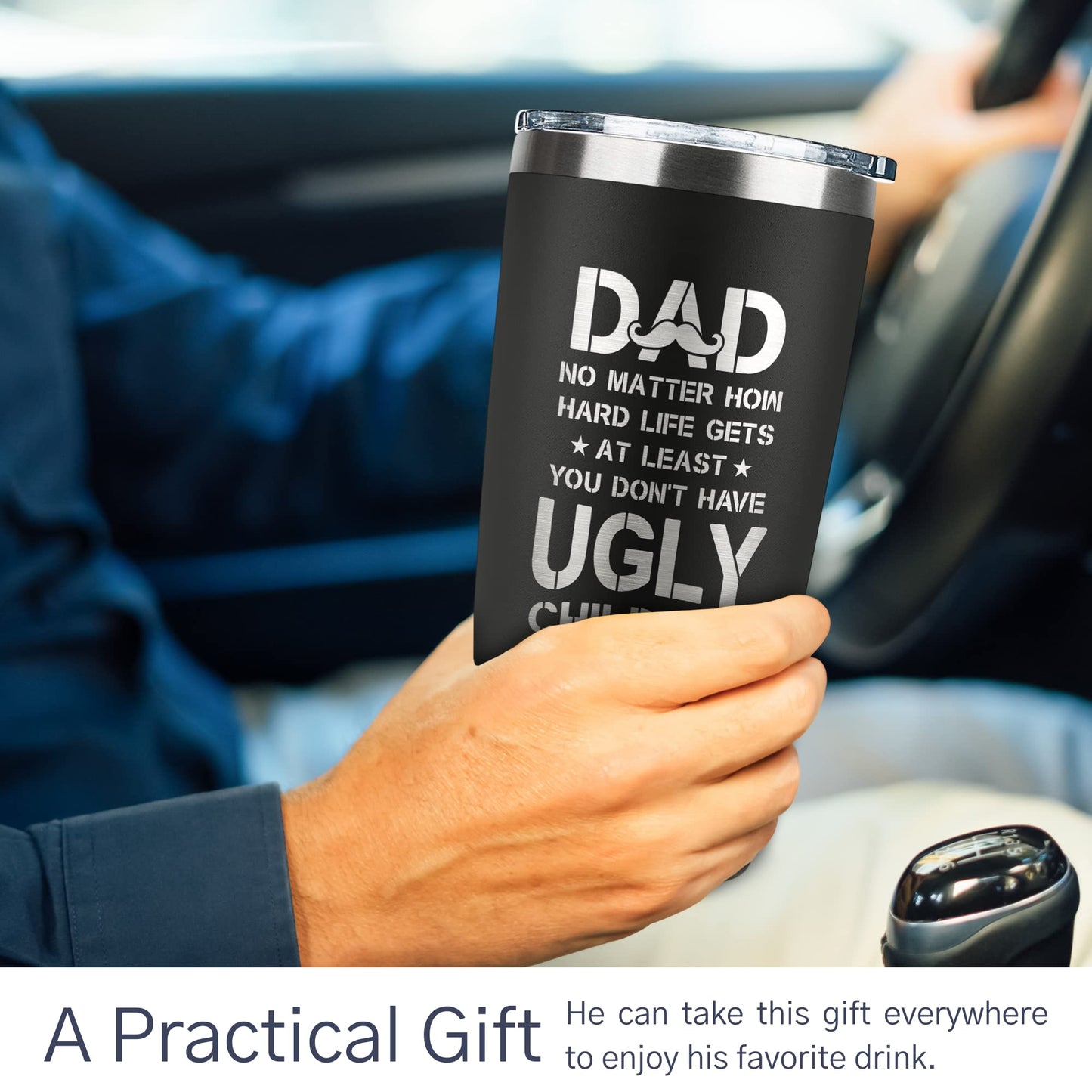 KATLADIZ Gifts for Dad from Daughter, Son - Fathers Day Gift for Dad - Birthday, Father's Day, Christmas Gifts for Dads - New Papa Daddy Stepdad Ideas for Men - 20 Oz Stainless Steel 2-sided Tumbler