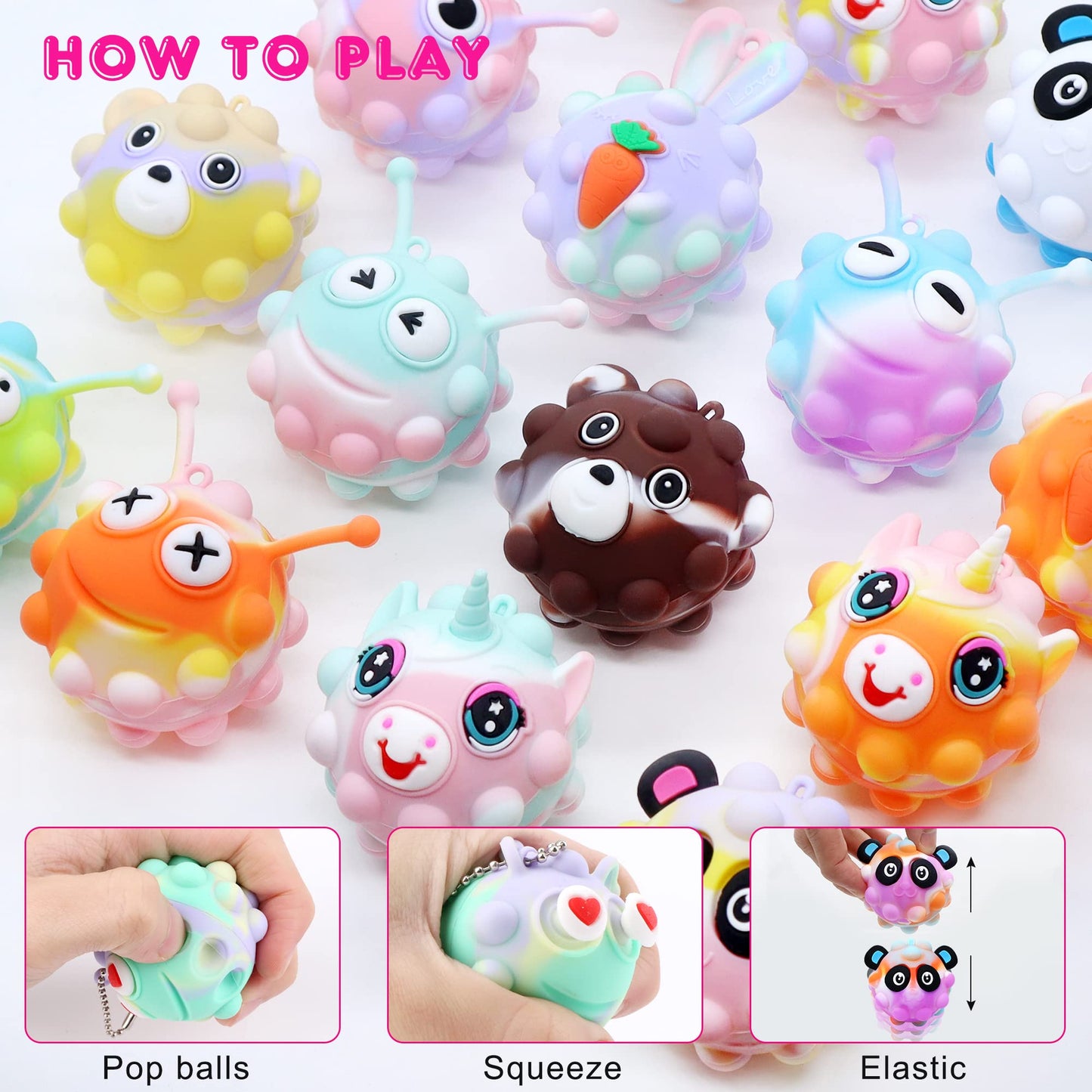 KissFree 18 PACK Animal Pop Balls Party Favors for Kids,3D Pop Balls Fidget Toys,Birthday Gifts for Boys & Girls,Goodie Bag Stuffers,Pinata Stuffers,Carnival Prizes,Treasure Box Toys,Kids Prizes