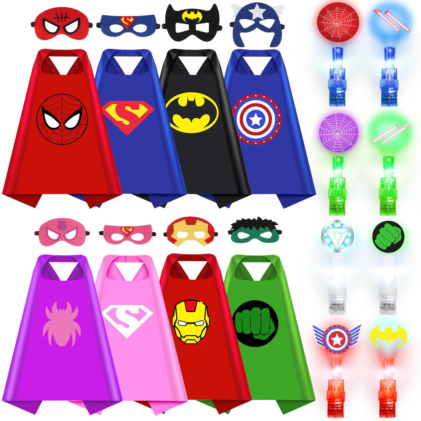 KUBUSFLY Superhero Capes for Kids, 8 Pack Halloween Costumes with Capes Masks Dress Up Set for Cosplay Party Birthday Halloween Christmas Gifts Toys for Boys Girls Kids Toddler 3 4 5 6 7+