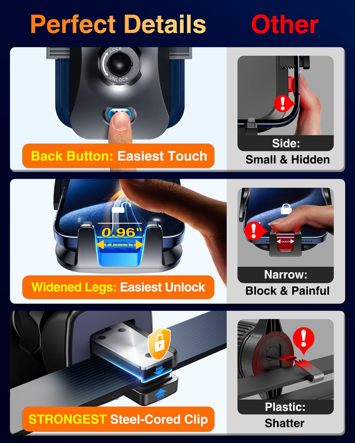 VANMASS 【85+LBS Strongest Suction & Military-Grade 2025 Ultimate Car Phone Mount【Patent & Safety Certs】 Cell Phone Holder Truck Desk for Dashboard Windshield Vent for iPhone 16 15 Pro Max 14 Samsung