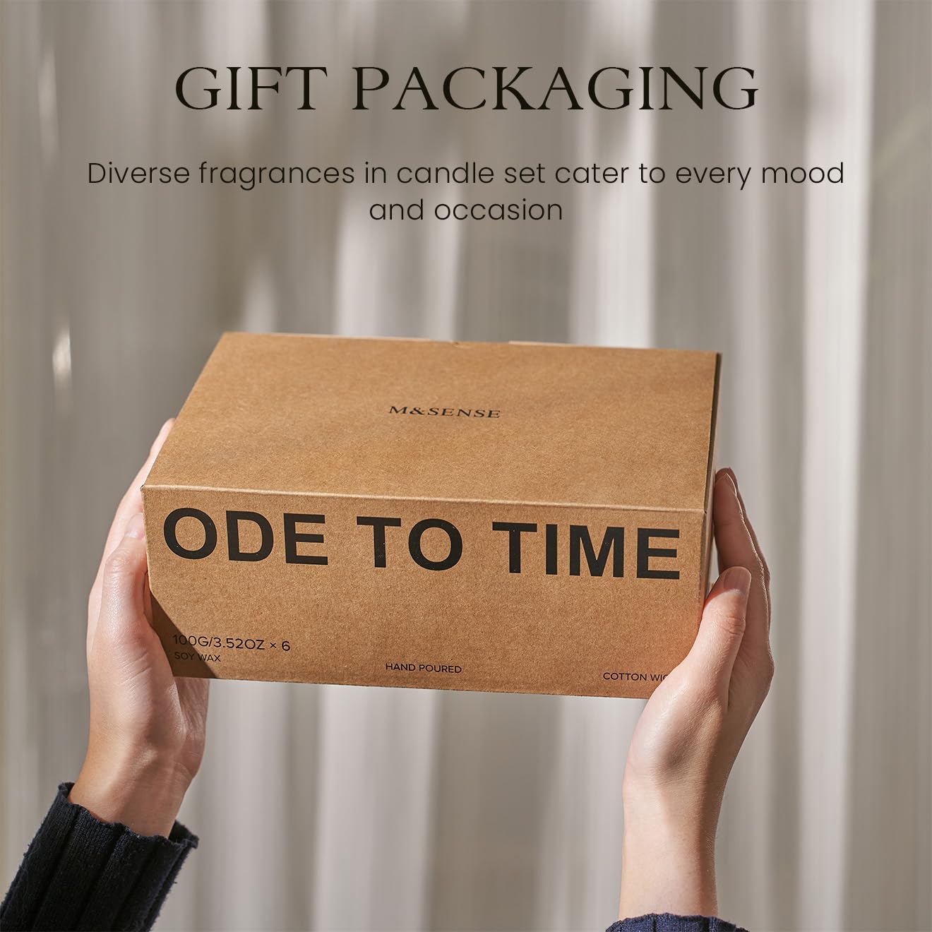 M&SENSE 6 Pack Candles Gift for Home Scented Aromatherapy Candle Set for Women Soy Wax Long Lasting Amber Jar Candles Gift for Birthday Housewarming Mother's Valentine Day