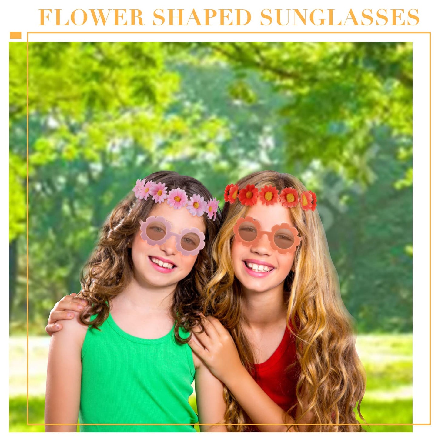 Groovy Retro Flower Sunglasses Headbands Party Favors Daisy Flower Costume Accessories Set 60s 70s Party Gifts for Kids (20 Pcs)